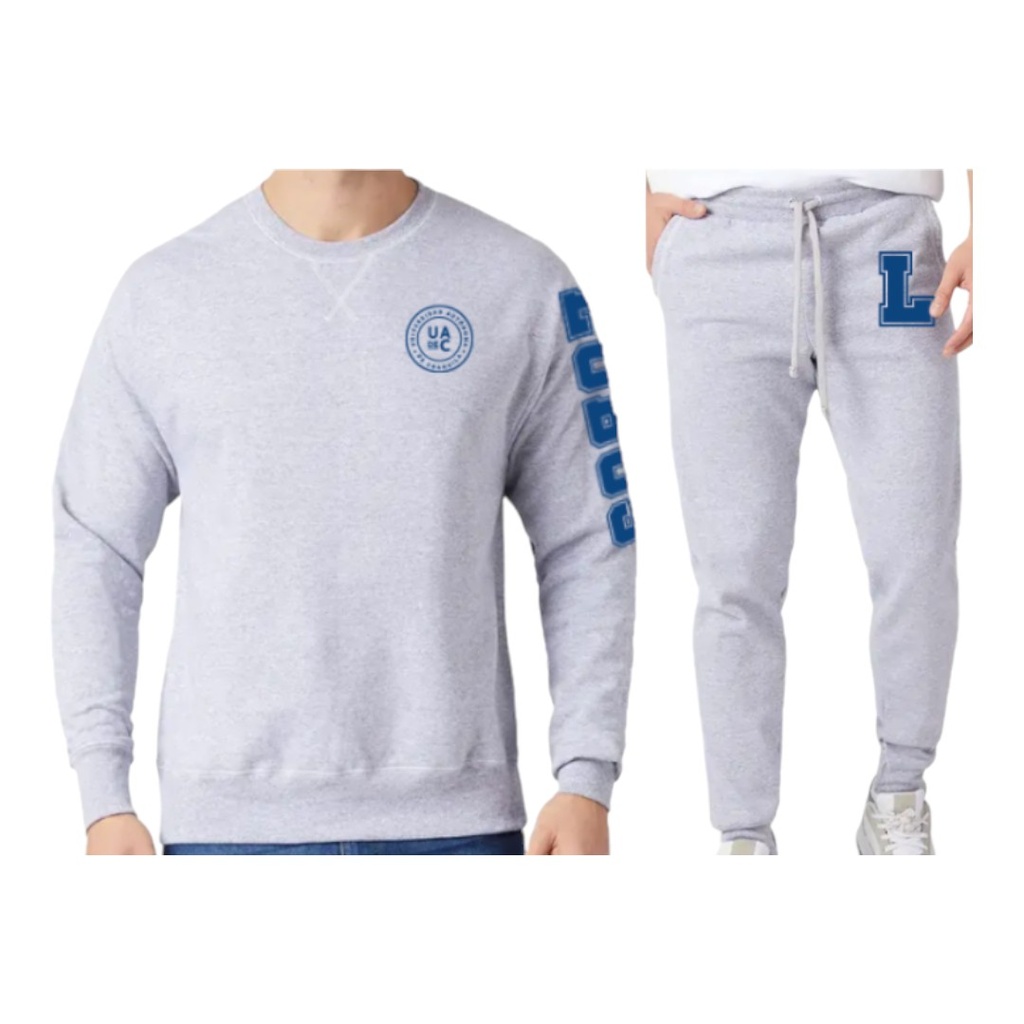 Conjunto (kit) de sudadera y pants UADEC en color gris heather 