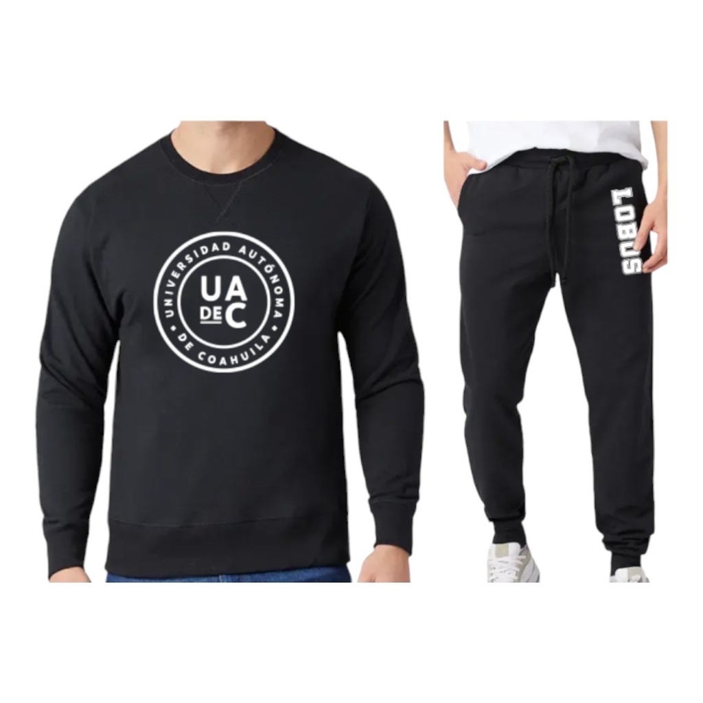 [UC-KITFELPA-BASICO2-NG/S] Conjunto (kit) de sudadera y pants UADEC en color negro (CH)