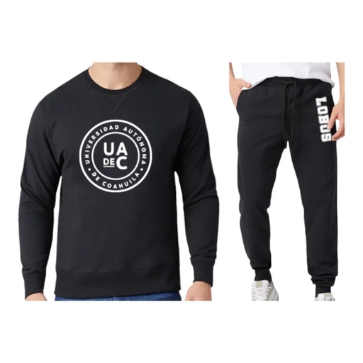 Conjunto (kit) de sudadera y pants UADEC en color negro